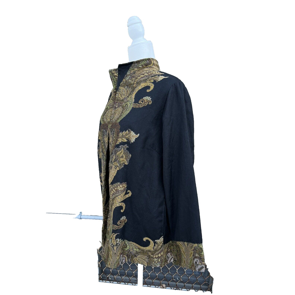 Anu 100% Wool Embroidered Art to Wear Open Style Size L Cardigan A000213 - Picture 4 of 8